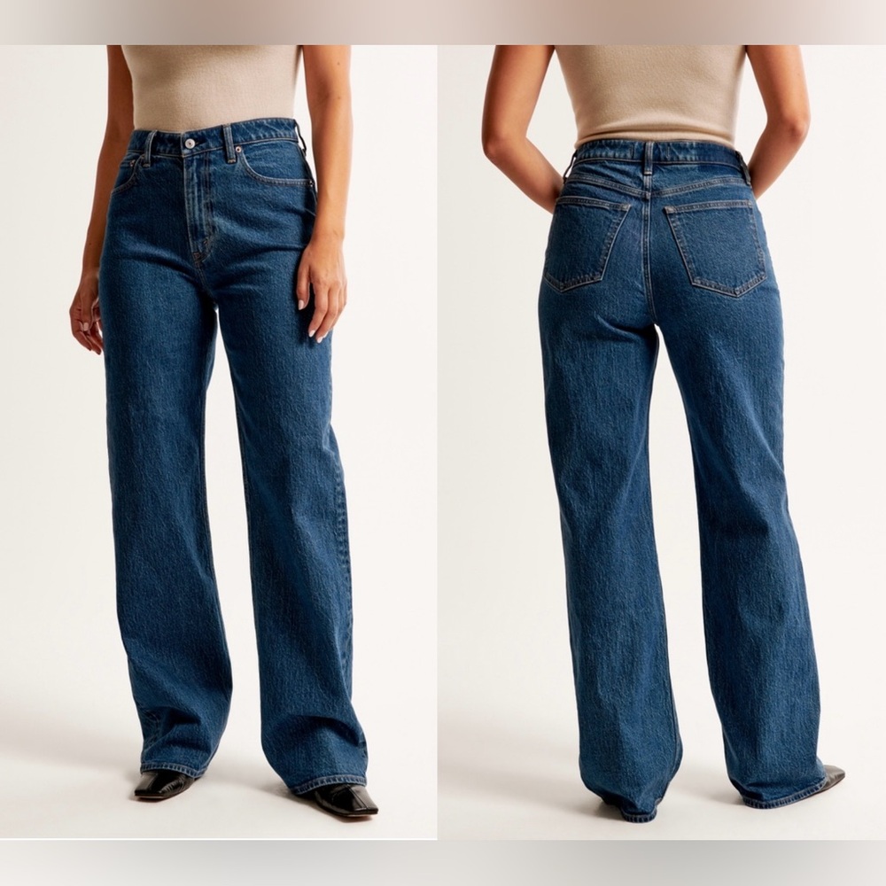 A&F Curve Love High Rise 90s Relaxed Jean Dark Blue 28